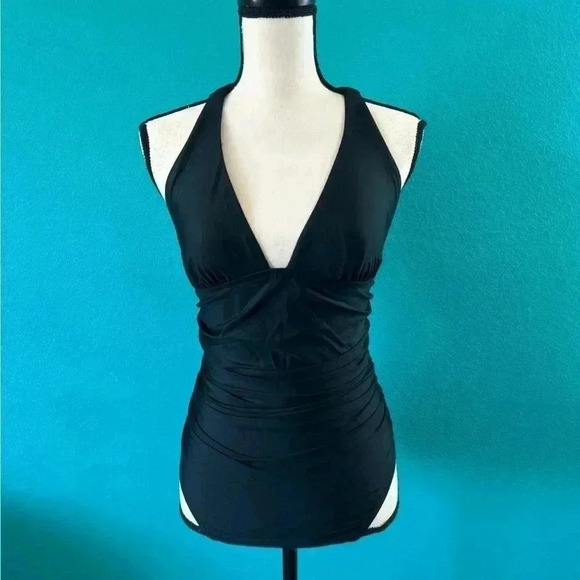 New with tags j crew black Scrunchie-strap plunge one-piece in size 0 - Picture 2 of 7